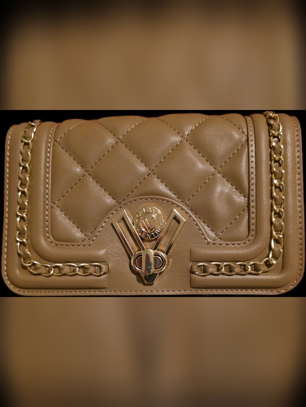 Quilted Vegan Leather Chain Shoulder Bag